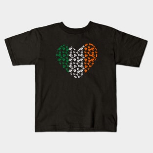 Shamrocks in a heart with Irish flag colors Kids T-Shirt
